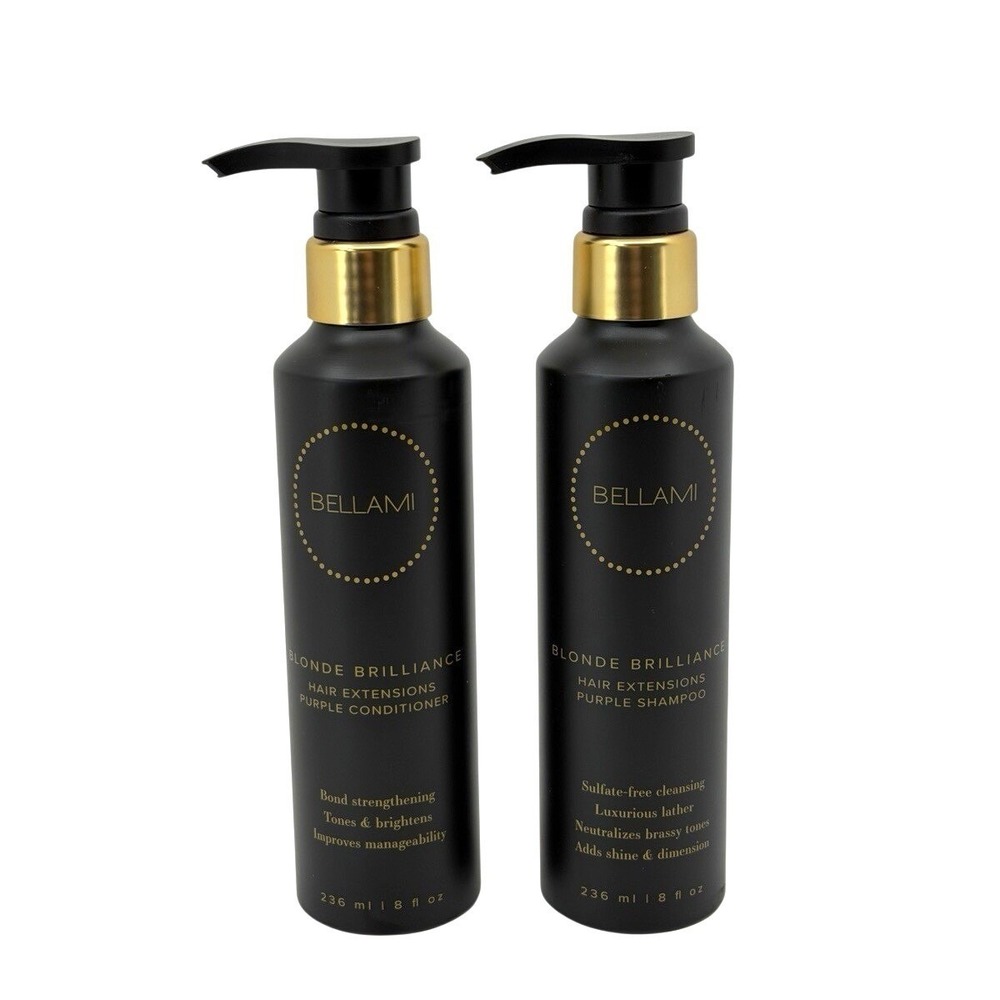 Bellami Blonde Brilliance Purple Shampoo Conditioner Set 8oz w Pumps NEW